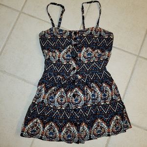 Forever 21 Button Down Bustier Peplum Morrocan Print Size Small